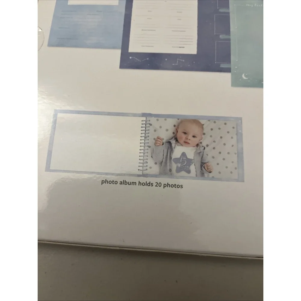 Carter's Blue All The Stars Gender Neutral Baby Memory Book for Newborn Keepsake